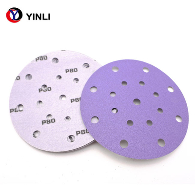 Ceramiczne ścierne 5-calowe tarcze szlifierskie samoprzylepne 80 Grit Purple Coated